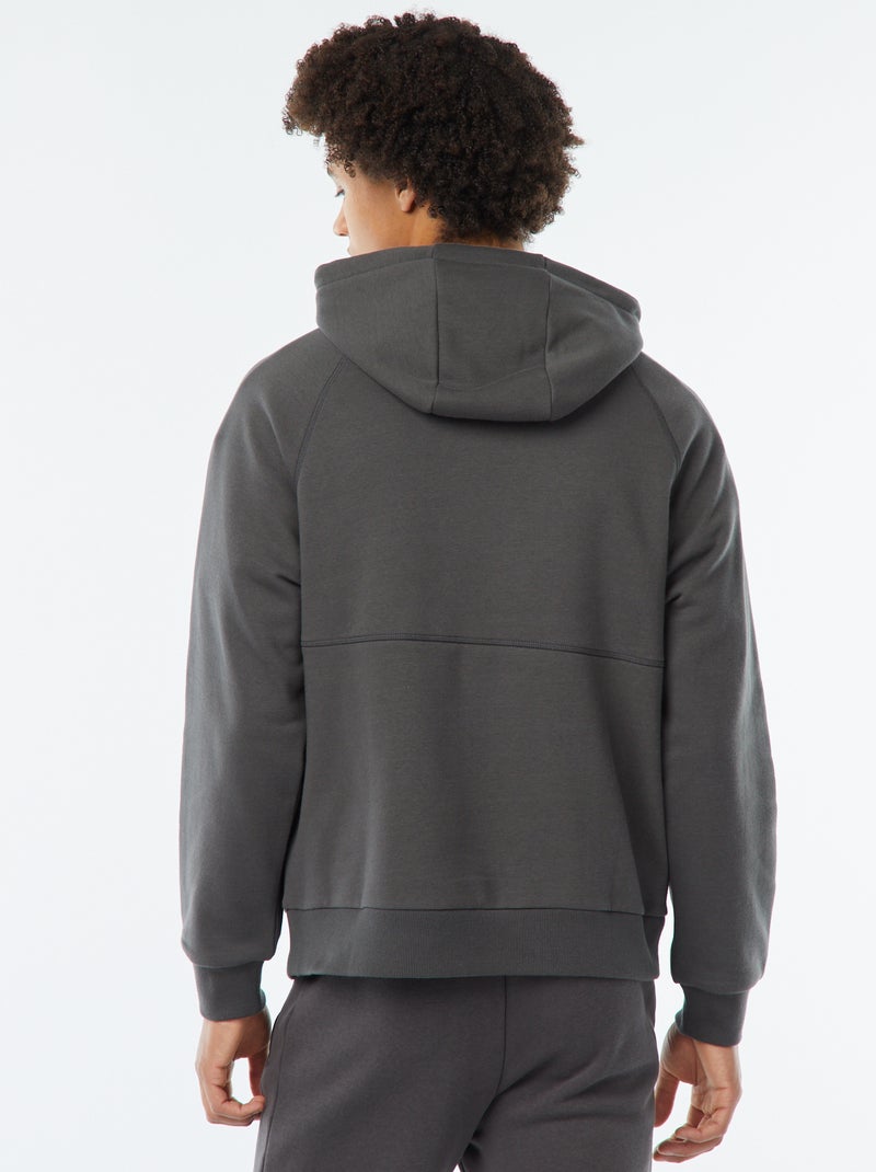 Sudadera lisa con capucha y bolsillos con cremallera gris - Kiabi