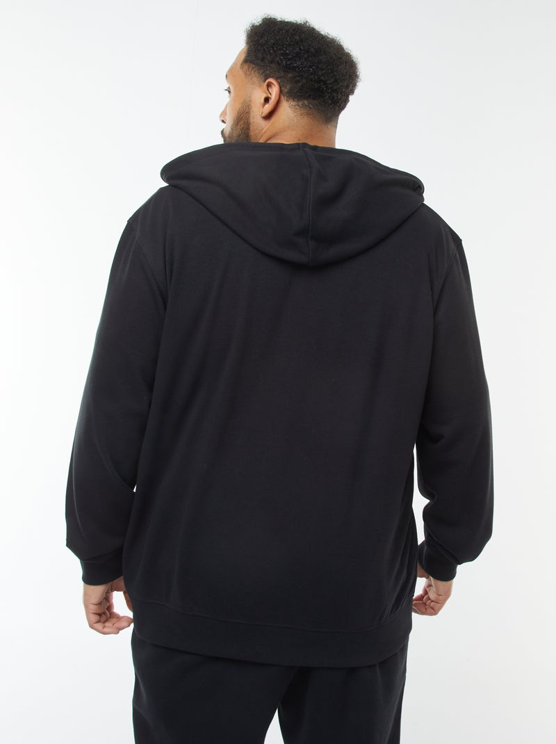 Sudadera lisa con capucha y cremallera negro - Kiabi