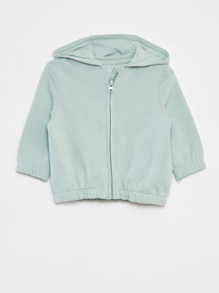 Sudadera lisa con cremallera y capucha