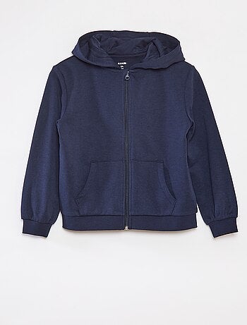 Sudadera lisa con cremallera y capucha