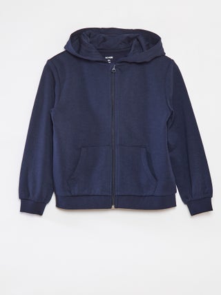 Sudadera lisa con cremallera y capucha