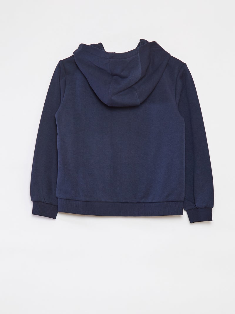 Sudadera lisa con cremallera y capucha azul - Kiabi