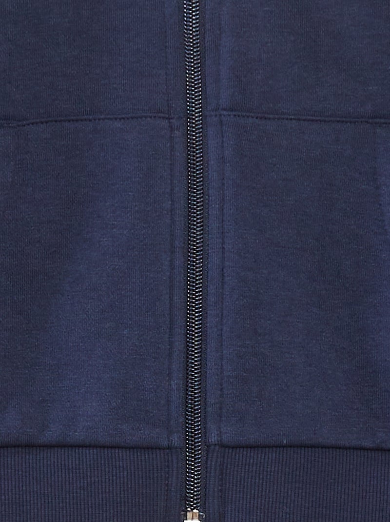 Sudadera lisa con cremallera y capucha azul - Kiabi