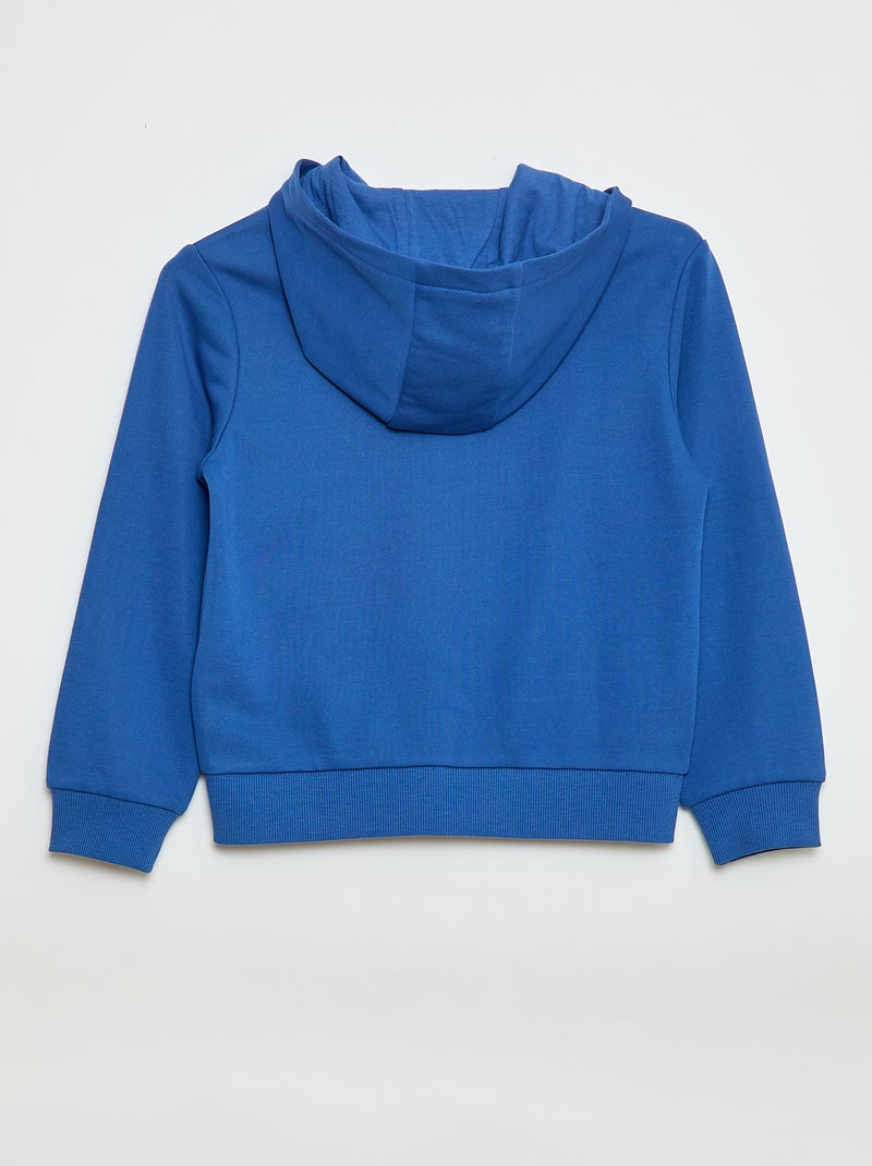Sudadera lisa con cremallera y capucha Azul - Kiabi