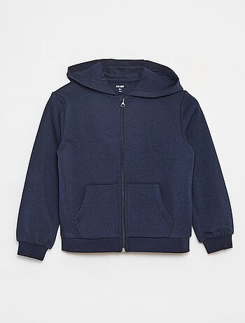Sudadera lisa con cremallera y capucha