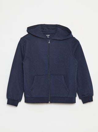 Sudadera lisa con cremallera y capucha