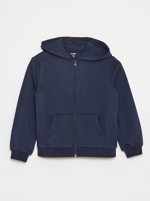 Sudadera lisa con cremallera y capucha - Kiabi