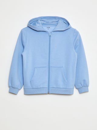 Sudadera lisa con cremallera y capucha