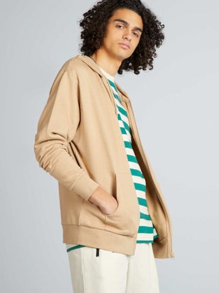 Sudadera lisa con cremallera y capucha