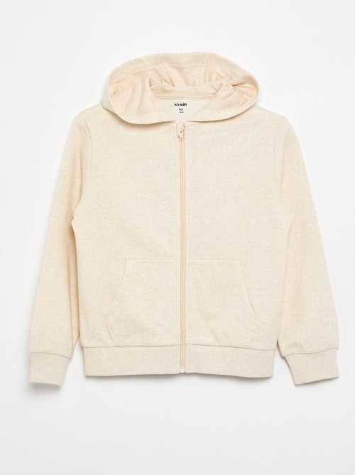 Sudadera lisa con cremallera y capucha - Kiabi