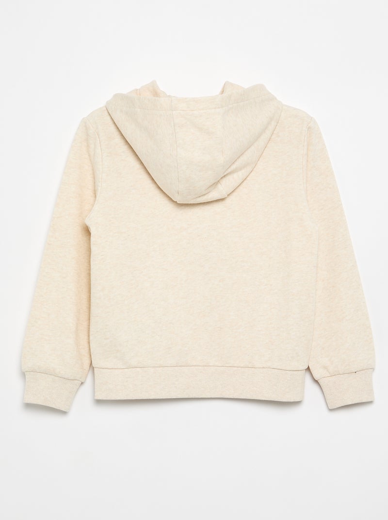 Sudadera lisa con cremallera y capucha Beige - Kiabi