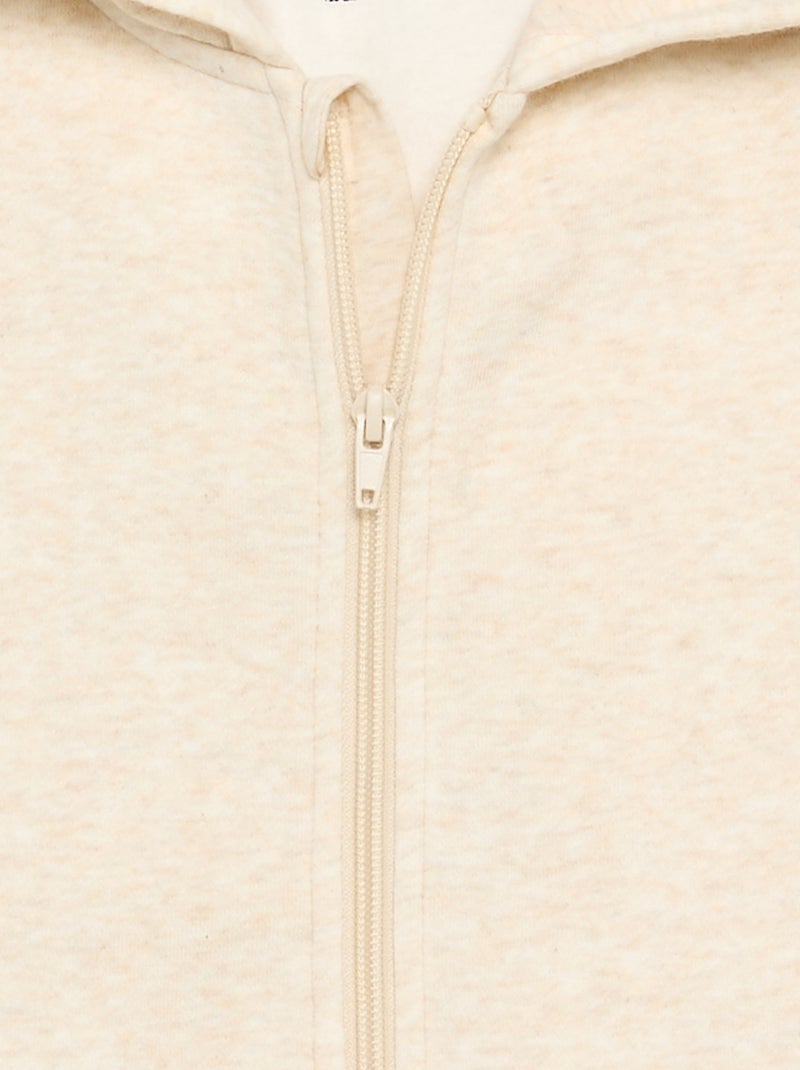 Sudadera lisa con cremallera y capucha Beige - Kiabi