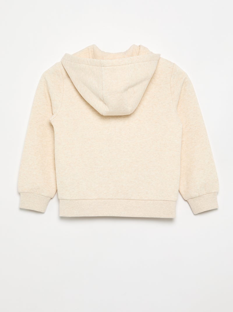 Sudadera lisa con cremallera y capucha Beige - Kiabi