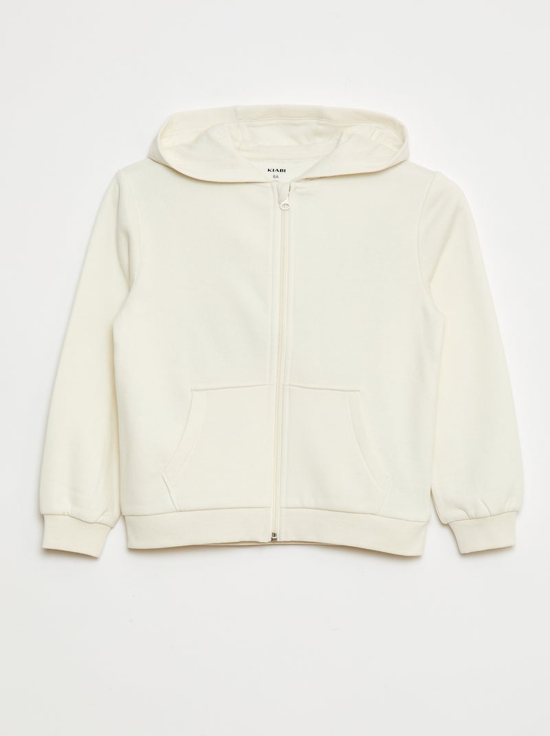Sudadera lisa con cremallera y capucha Beige - Kiabi