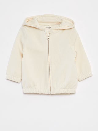 Sudadera lisa con cremallera y capucha