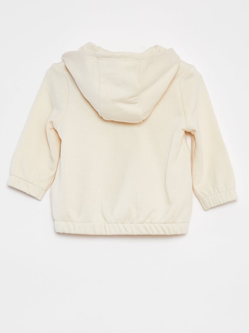 Sudadera lisa con cremallera y capucha BLANCO - Kiabi