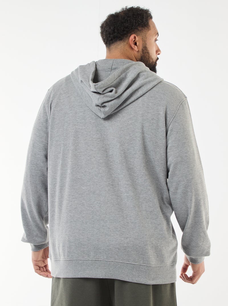 Sudadera lisa con cremallera y capucha Gris - Kiabi