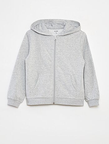Sudadera lisa con cremallera y capucha
