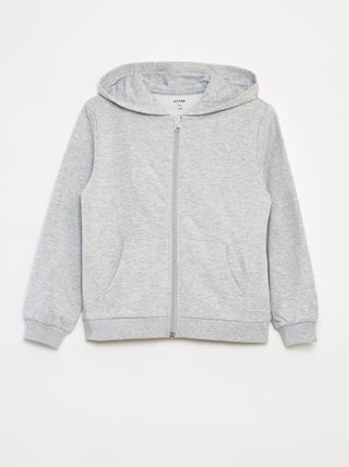 Sudadera lisa con cremallera y capucha