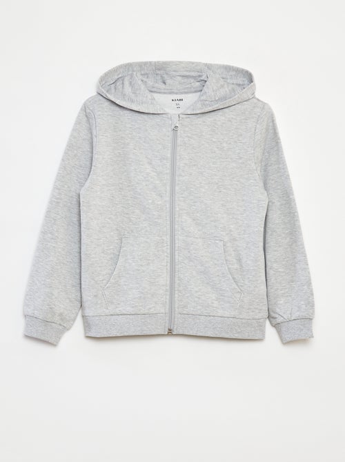 Sudadera lisa con cremallera y capucha - Kiabi