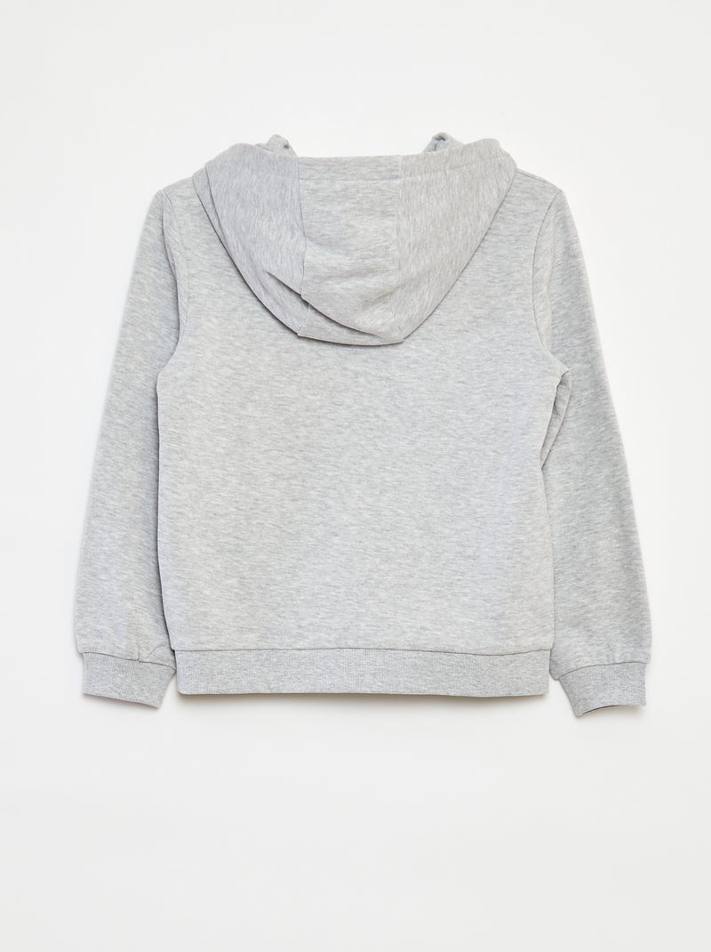 Sudadera lisa con cremallera y capucha Gris - Kiabi