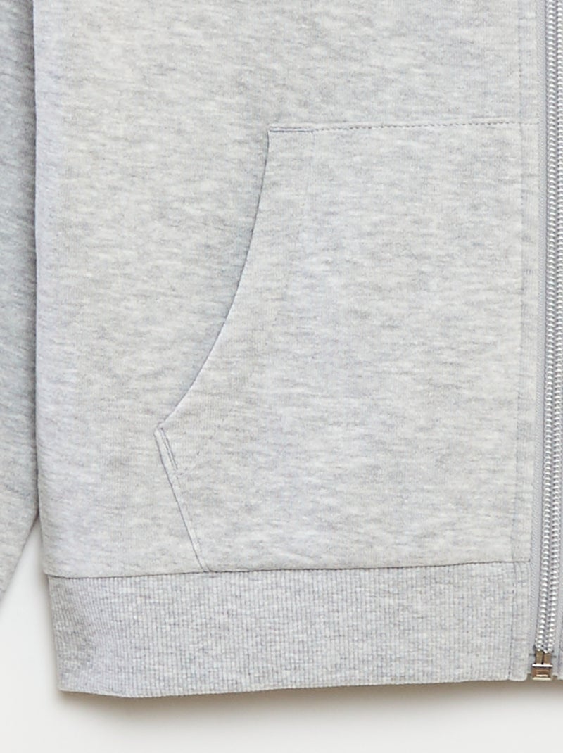 Sudadera lisa con cremallera y capucha Gris - Kiabi