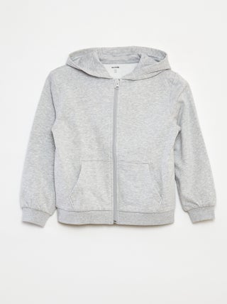 Sudadera lisa con cremallera y capucha