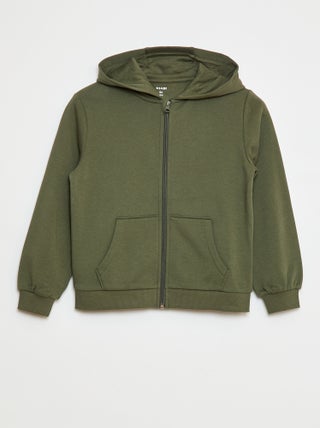 Sudadera lisa con cremallera y capucha