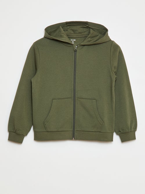 Sudadera lisa con cremallera y capucha - Kiabi