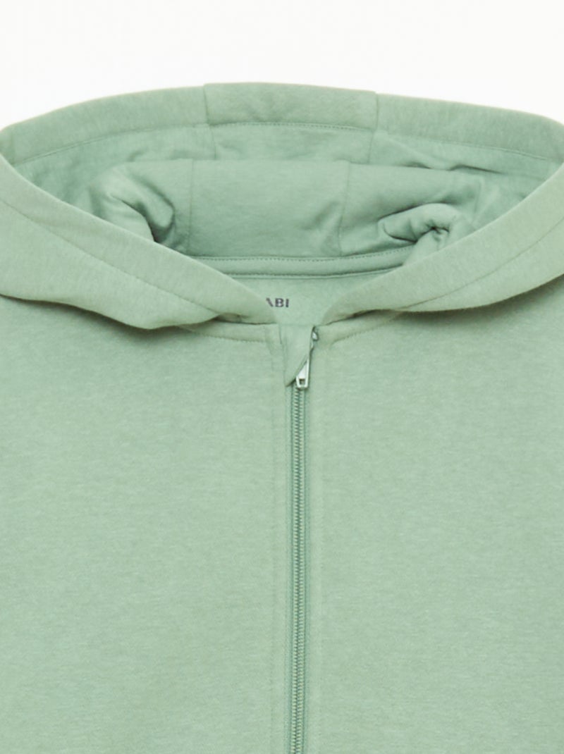 Sudadera lisa con cremallera y capucha Kaki - Kiabi