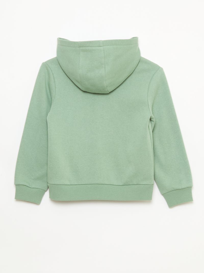 Sudadera lisa con cremallera y capucha Kaki - Kiabi