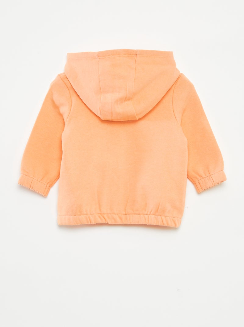 Sudadera lisa con cremallera y capucha NARANJA - Kiabi