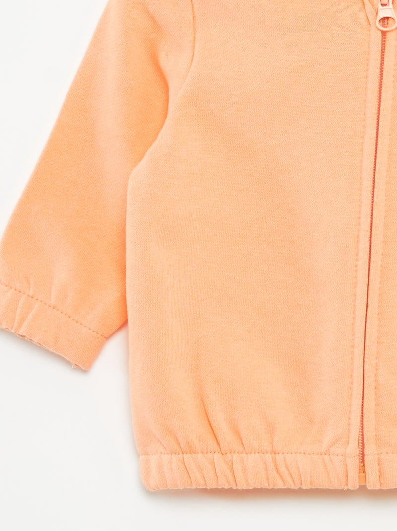 Sudadera lisa con cremallera y capucha NARANJA - Kiabi