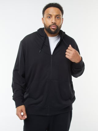 Sudadera lisa con cremallera y capucha