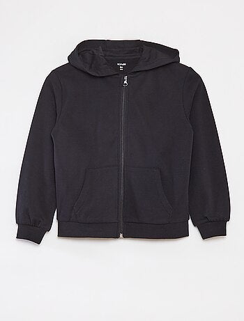 Sudadera lisa con cremallera y capucha