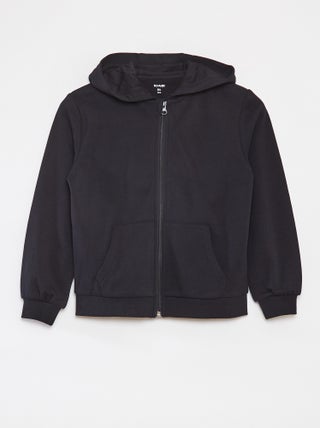 Sudadera lisa con cremallera y capucha
