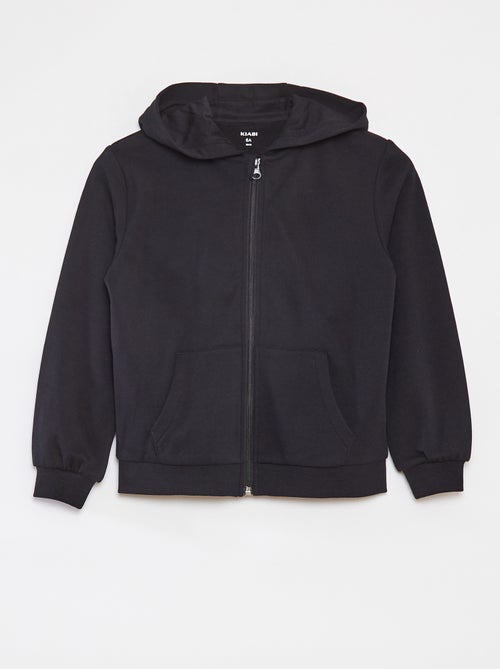 Sudadera lisa con cremallera y capucha - Kiabi