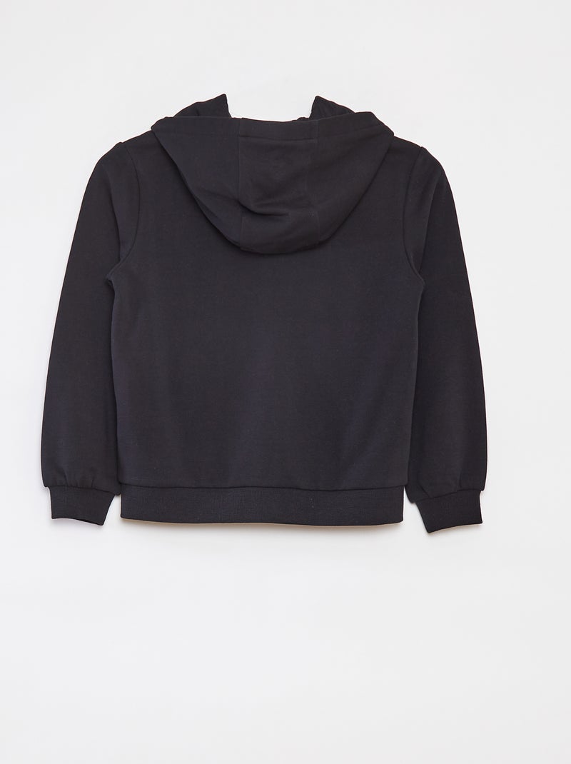 Sudadera lisa con cremallera y capucha negro - Kiabi