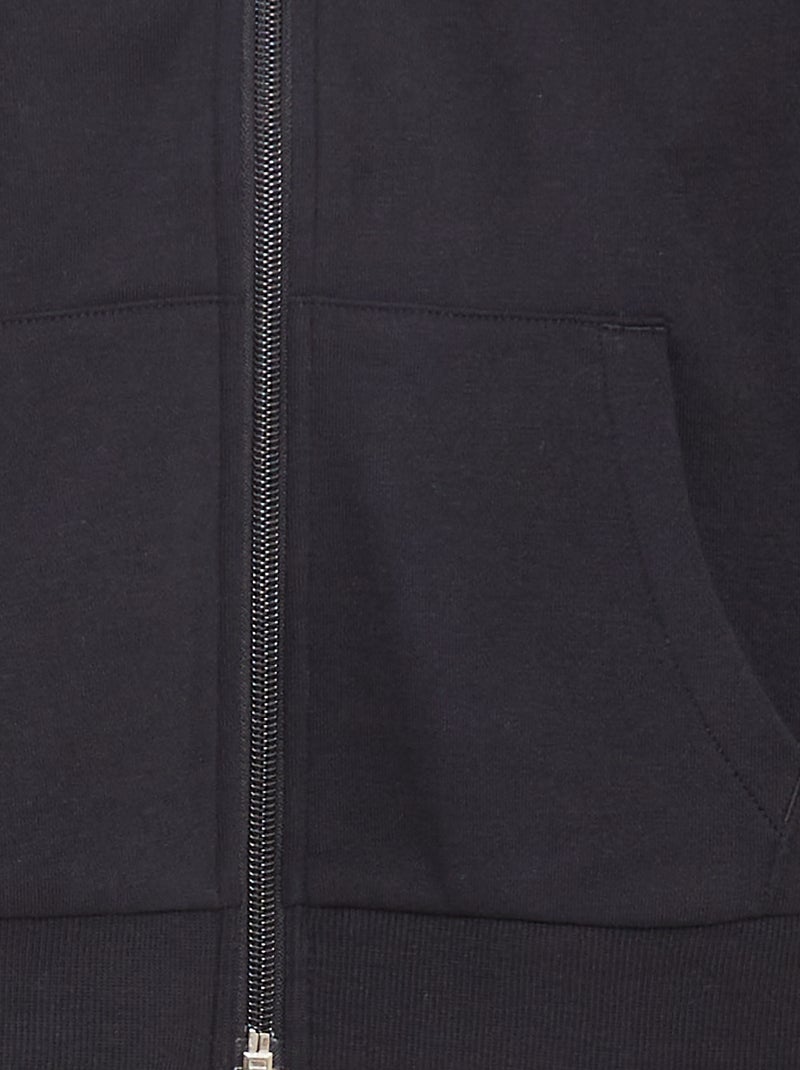 Sudadera lisa con cremallera y capucha negro - Kiabi
