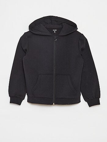 Sudadera lisa con cremallera y capucha