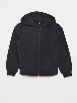 Sudadera lisa con cremallera y capucha