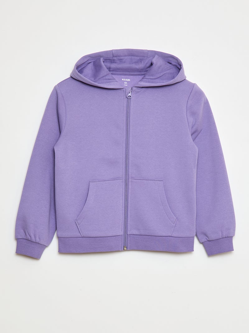 Sudadera lisa con cremallera y capucha Purpura - Kiabi