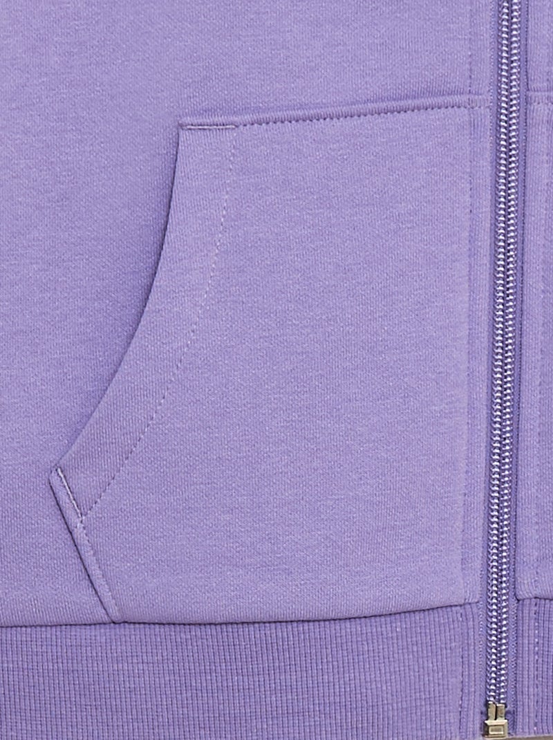 Sudadera lisa con cremallera y capucha Purpura - Kiabi
