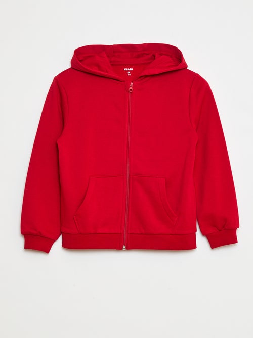 Sudadera lisa con cremallera y capucha - Kiabi