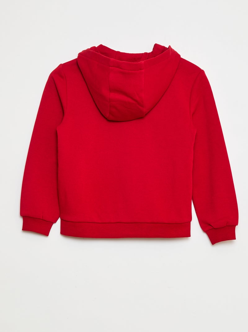 Sudadera lisa con cremallera y capucha Rojo - Kiabi
