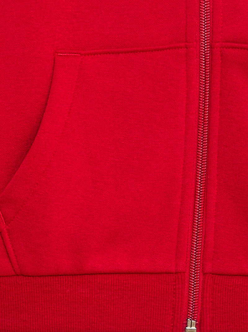 Sudadera lisa con cremallera y capucha Rojo - Kiabi