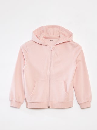 Sudadera lisa con cremallera y capucha