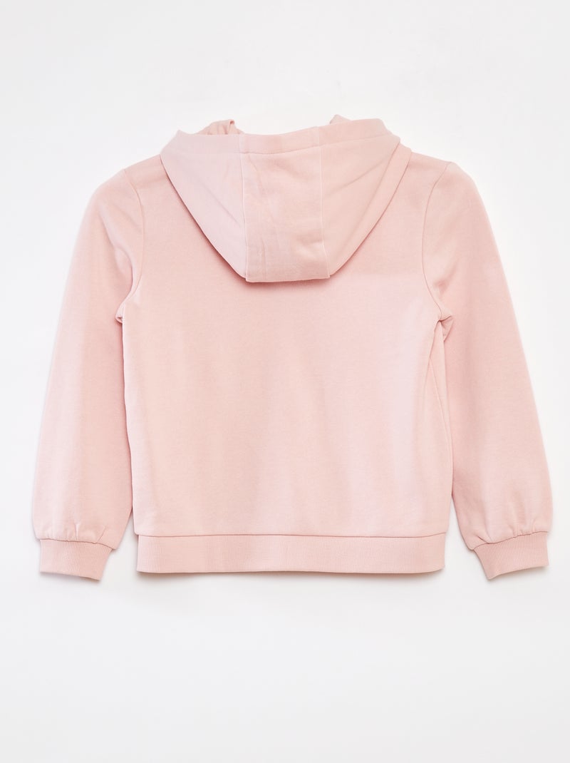 Sudadera lisa con cremallera y capucha Rosa - Kiabi