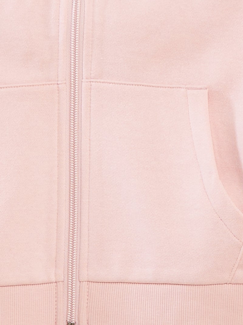 Sudadera lisa con cremallera y capucha Rosa - Kiabi