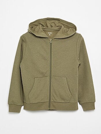 Sudadera lisa con cremallera y capucha